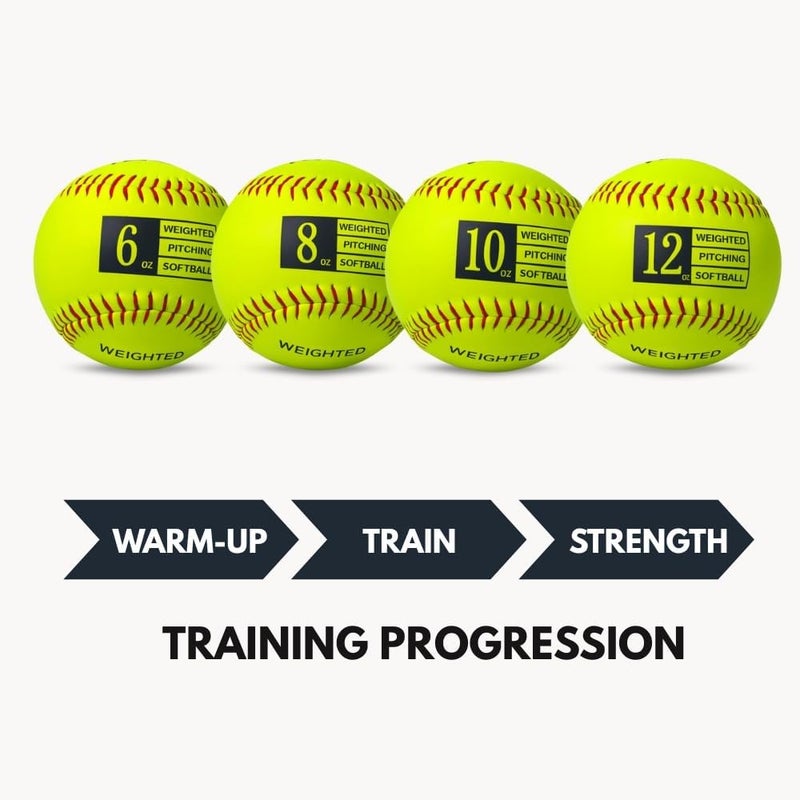 Thorza 12" Weighted Training Softballs - Set of 4 (6, 8, 10 & 12 oz) Training Balls to Increase Pitch Velocity & Arm Strength - Durable Softball Practice Equipment for Pitchers of All Skill Levels - Image 5